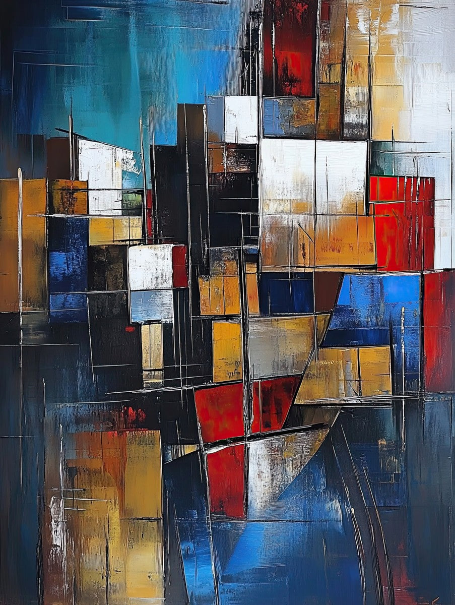 "Urban Grid" abstract art print in acrylic