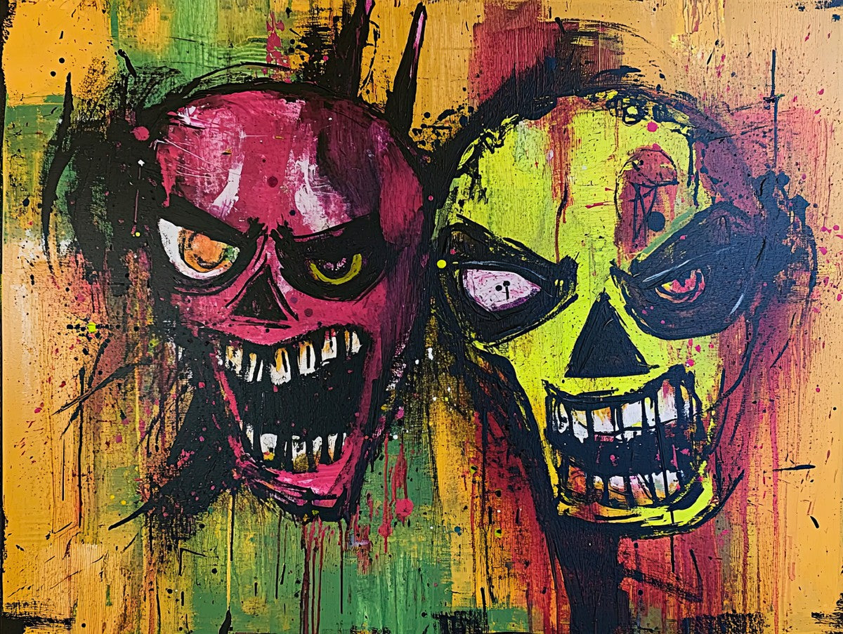 "Chaotic Laughter" expressionist art print in acrylic