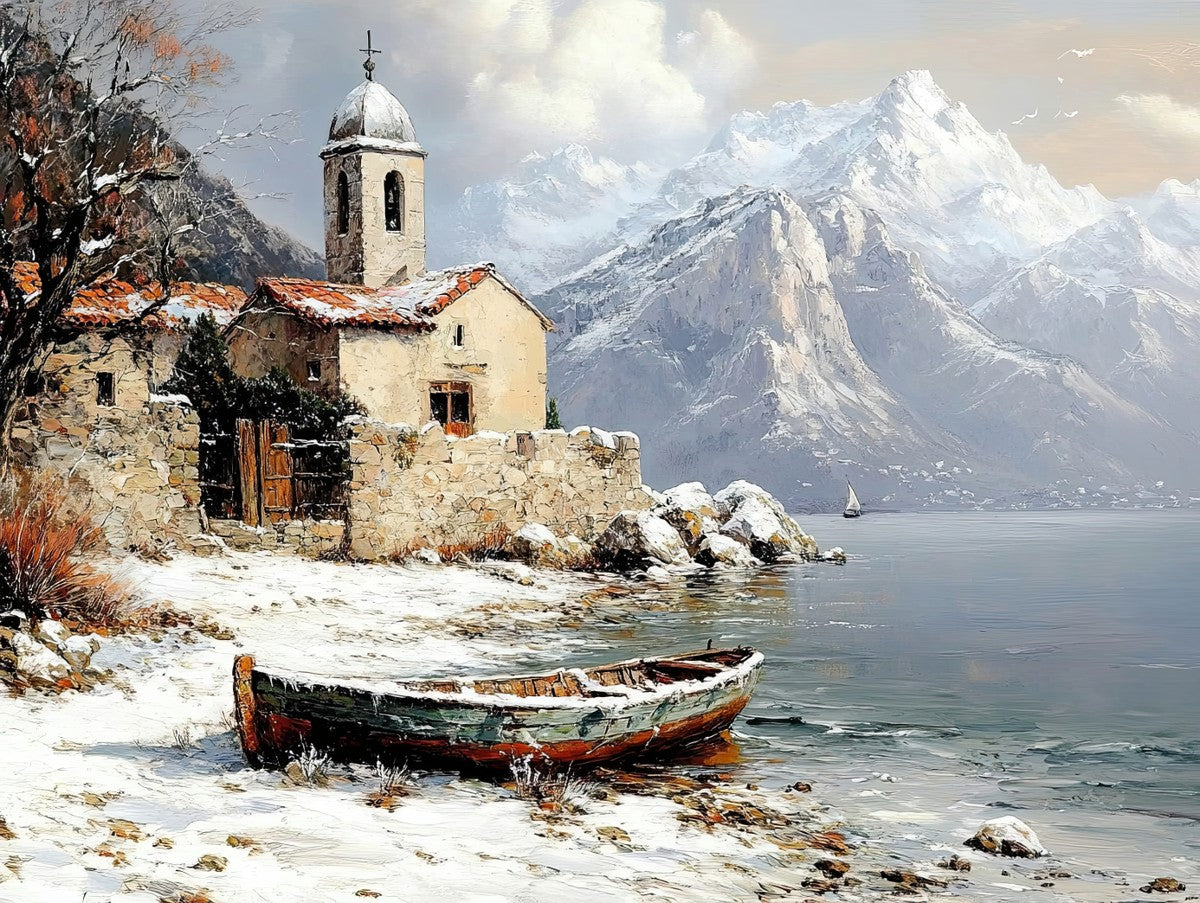 "Winter Haven" romantic art print in oil in the style of Ivan Aivazovsky