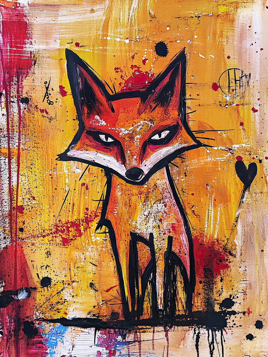 "Sly Stare" expressionist art print in acrylic