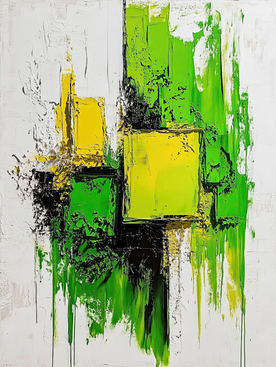 "Verdant Echo" abstract art print in acrylic