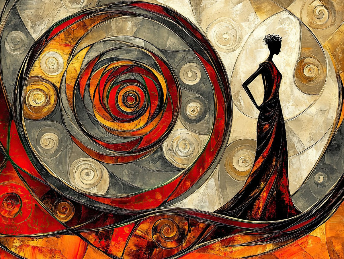 "Spiral Elegance" surrealist art print in acrylic