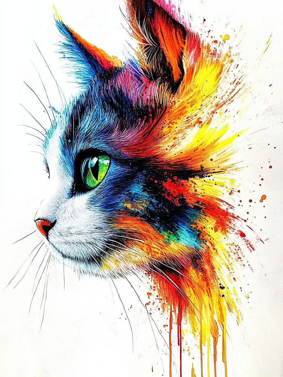 "Chromatic Whiskers" contemporary art print in watercolor and ink