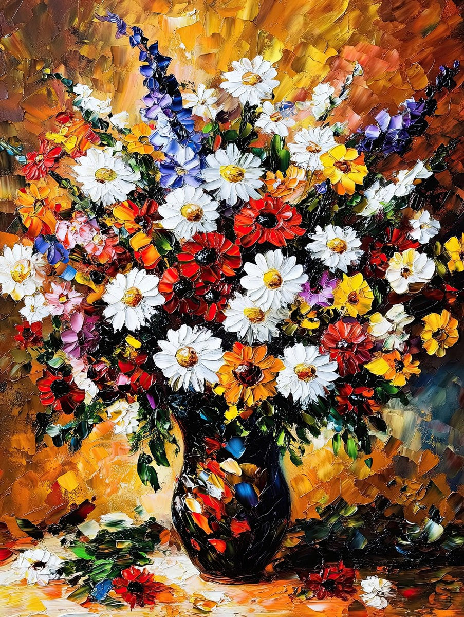 "Floral Symphony" impressionist art print in oil