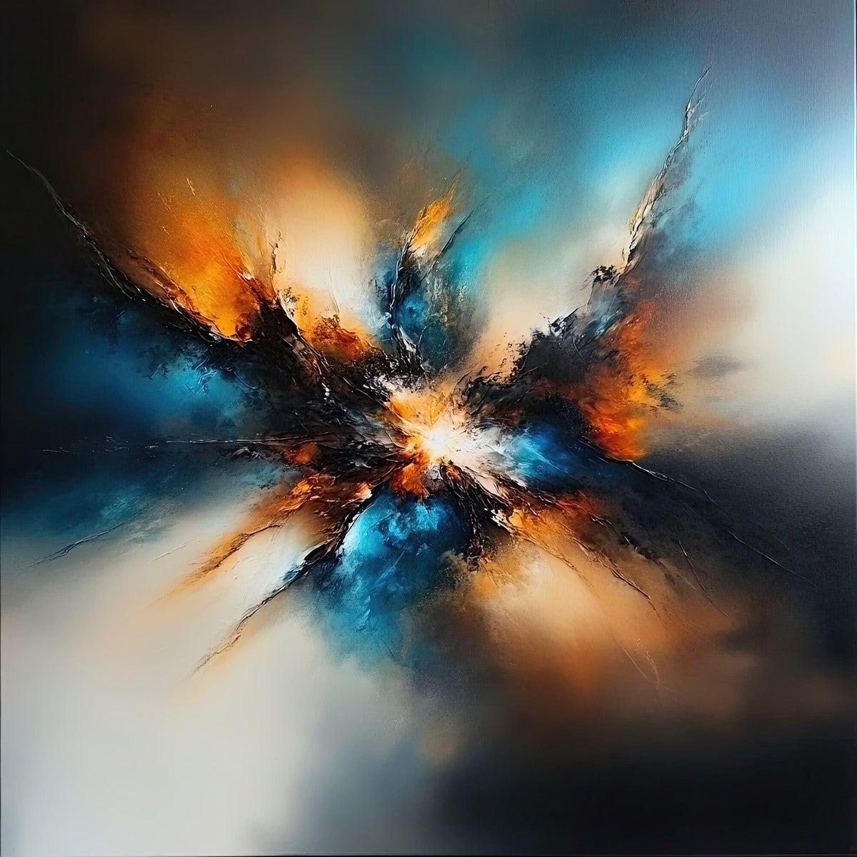 "Celestial Eruption" abstract art print in oil