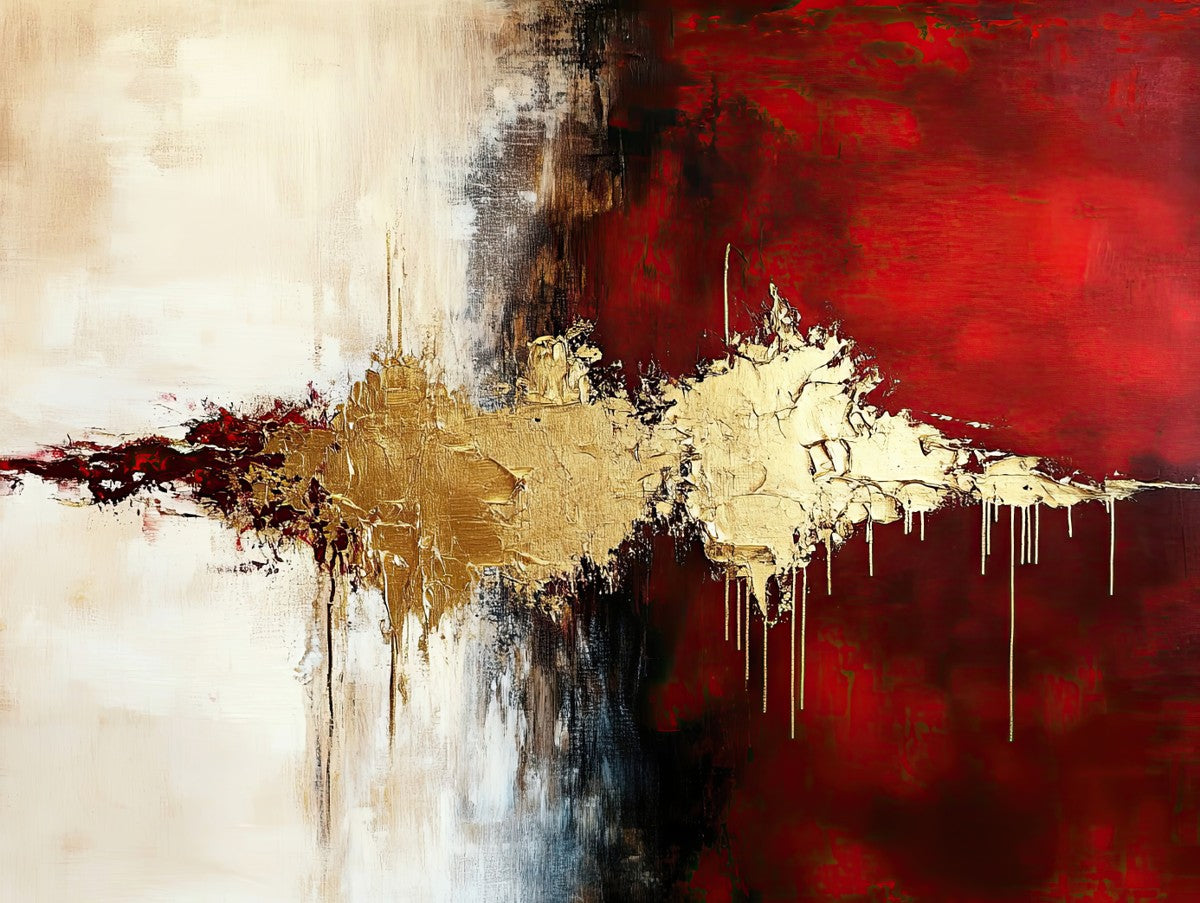 "Gilded Contrast" abstract art print in acrylic