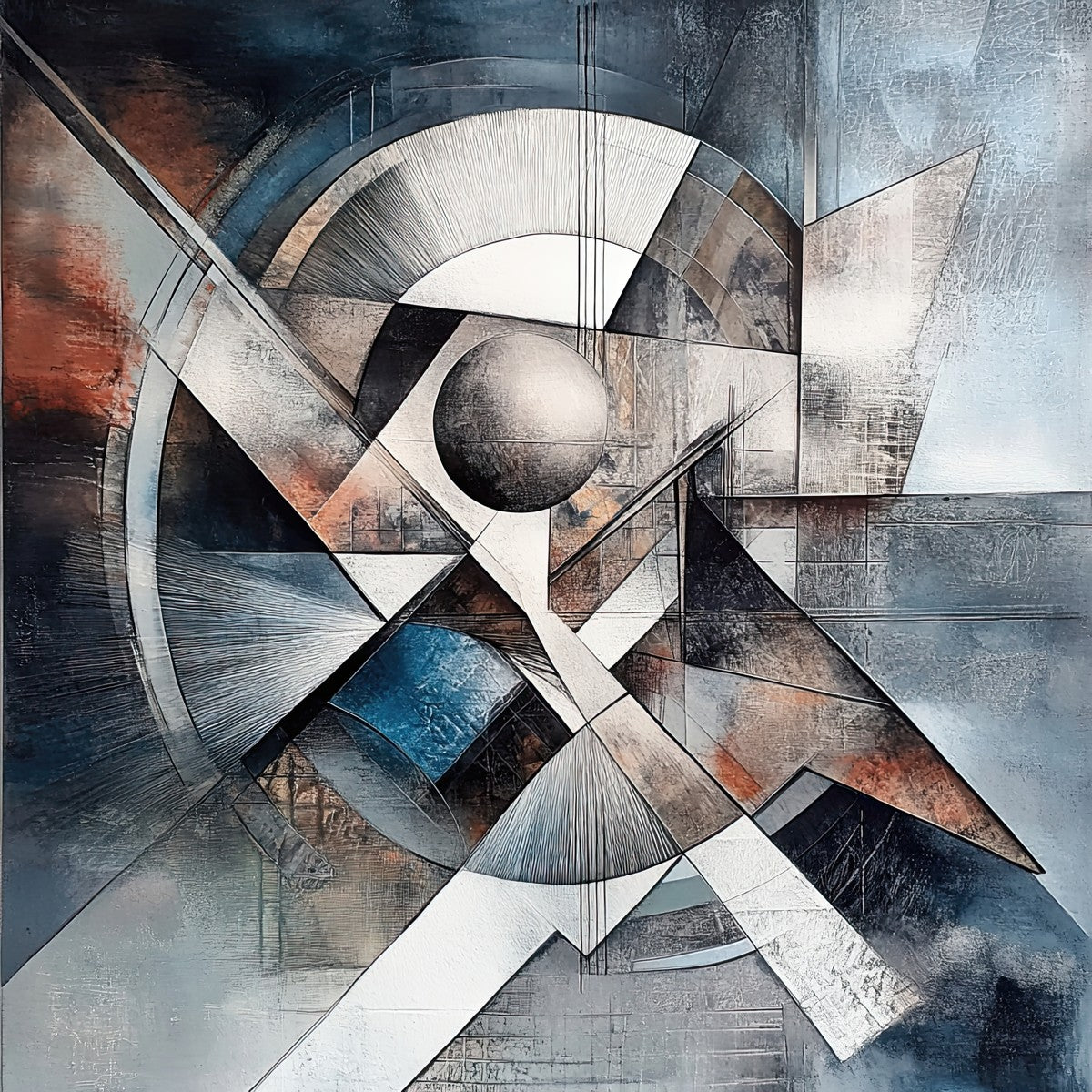 "Celestial Mechanism" geometric art print in acrylic