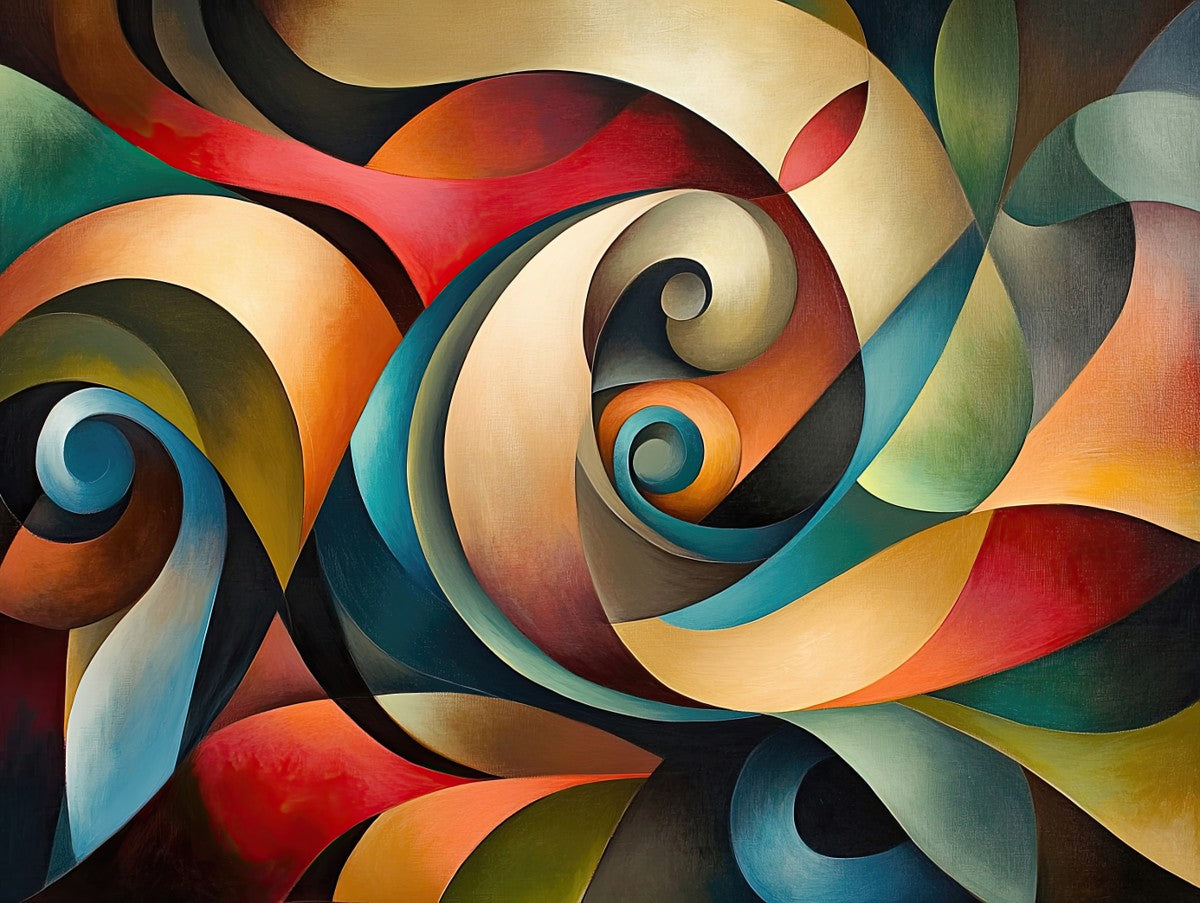 "Swirling Harmony" abstract art print in oil