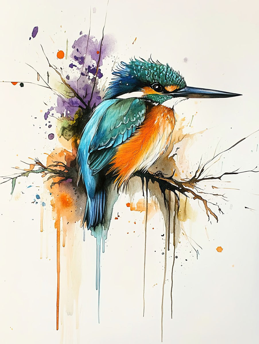 "Aquarelle Majesty" watercolor art print in the style of expressive botanical illustration